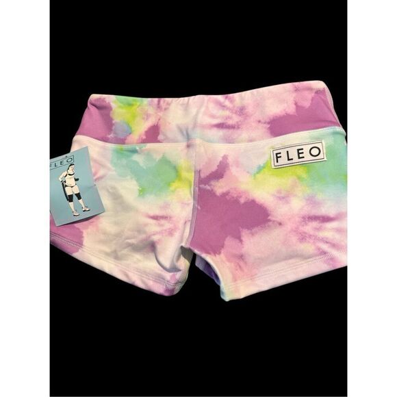 FLEO Vibrant Heat Shorts (Original) NWT size small white purple - Picture 3 of 9